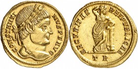EMPIRE ROMAIN
Constantin Ier (307-337). Solidus 326, Trèves.
Av. Buste lauré à droite. Rv. Securitas debout à droite s’accoudant à une colonne.
RIC...