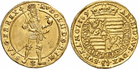 AUTRICHE
Saint-Empire, Rodolphe II (1576-1612). Ducat 1589, Prague.
Av. Le roi debout à droite. Rv. Écu couronné.
Fr. 87. 3,46 grs.
Presque Superb...