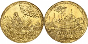 AUTRICHE
Léopold Ier (1657-1705.). 10 ducats 1686, célébrant la prise de Buda, par Viechter.
Av. Léopold assis sur un char tiré par quatre chevaux. ...