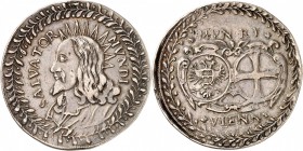 AUTRICHE
Léopold Ier (1657-1705). Médaille en argent, représentant « SALVATOR MUNDI », Vienne.
Av. Buste du Christ à gauche. Rv. Deux écus.
46 mm. ...