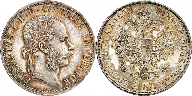 AUTRICHE
François Jospeh (1848-1916) Double Florint 1892 A, Vienne.
Av. Tête l...