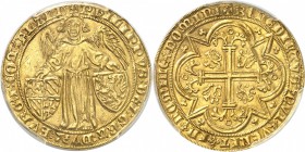 BELGIQUE
Flandres (1384-1404). Flandres, Philippe le Hardi (1384-1405).
Av. Ange tenant deux écussons. Rv. Croix feuillue cantonnée de quatre lions....