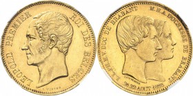 BELGIQUE
Léopold Ier (1831-1865). 100 francs 1853, Bruxelles.
Av. Tête nue à gauche. Rv. Têtes nues à droite.
Fr. 409.
NGC MS 61. Superbe