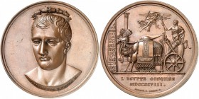 EGYPTE
Napoléon Bonaparte. Médaille en bronze 1798, célébrant la conquête de l’Egypte, par Touannon et Denon.
Av. Buste de trois-quarts. Rv. Napoléo...