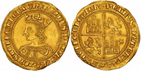 ESPAGNE
Pierre Ier (1350-1369). Dobla de 35 maravedis, Séville. 
Av. Buste couronné à gauche. Rv. Armes de Castille et de Leon.
Fr. 105. 4,52 grs....