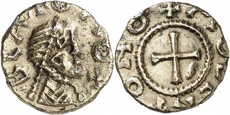 FRANCE
Mérovingiens. Blond (Haute-Vienne) (VIIème siècle). Triens en or fourré....