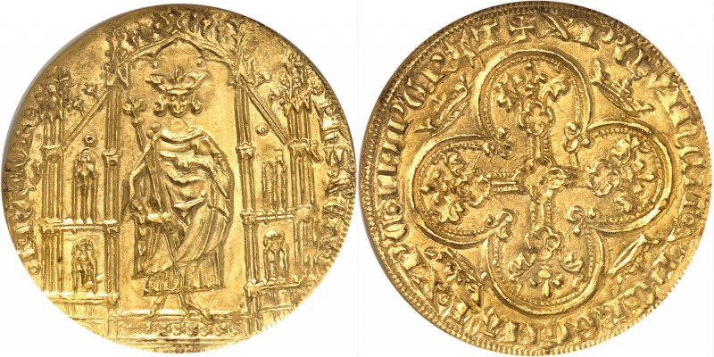 FRANCE
Philippe VI (1328-1350). Royal d’or.
Av. Le roi debout sous un dais got...