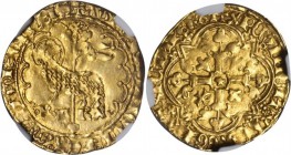 FRANCE
Charles VII (1422-61). Agnel d'or, croisette et 3 lis cantonnant la croix au revers
Av. Agneau pascal à gauche, la tête tournée à droite, dan...