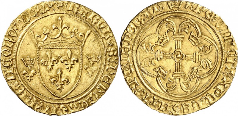 FRANCE
Charles VII (1422-1461). Écu d’or dit « écu neuf ».
Av. Écu de France c...