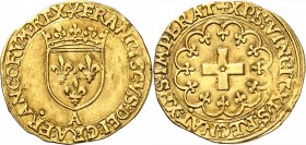 FRANCE
François Ier (1515-1547). 1/2 écu d’or à la Croisette 1er type 19 mars 1541. A et point 18ème, Paris. 
Av. Écu de France couronné. Soleil ini...
