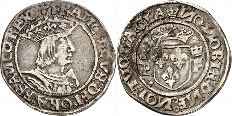 FRANCE
François Ier (1515-1547). 1/2 teston 13ème type, Dijon.
Av. Buste habil...