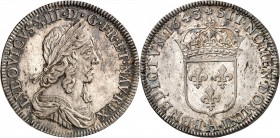 FRANCE
Louis XIII (1610-1643). 1/2 écu, deuxième poinçon de Warin 1643 A, Paris.
Av. Buste lauré et drapé à droite. Rv. Écu de France couronné. 
Du...