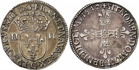 FRANCE
Louis XIII (1610-1643). 1/4 d’écu 1642, Poitiers. 
Av. Écu couronné. Rv. Croix fleurdelisée, avec fleuron quadrilobé en cœur.
Dup. 1332b. G....