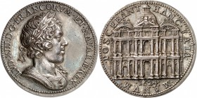FRANCE
Louis XIII (1610-1643). Médaille en argent 1624, frappée pour célébrer l’agrandissement du Louvre, par Pierre Regnier.
Av. Buste lauré et cui...