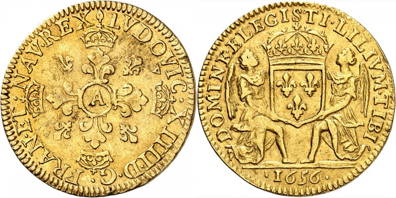 FRANCE
Louis XIV (1643-1715). Lis d’or 1656, Paris.
Av. Croix fleurdelisée et ...