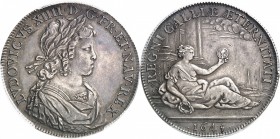 FRANCE
Louis XIV (1643-1715). 1/2 écu à la monnaie assise 1645.
Av. Buste lauré et drapé à droite. Rv. La Monnaie assise à droite.
PCGS SP 55. Très...