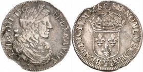FRANCE
Louis XIV (1643-1715). 1/2 écu type de Bourges 1660, Bourges.
Av. Buste drapé et lauré à droite. Rv. Écu de France couronné. 
Dup. 1482. 13,...