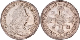FRANCE
Louis XIV (1643-1715). 1/2 écu de Béarn aux 8 L, 2ème type 1704, Pau, réformation 
Av. Buste drapé et cuirassé à droite. Rv. Croix formée de ...