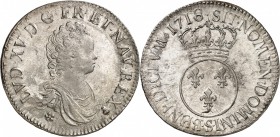 FRANCE
Louis XV (1715-1774). Écu Vertugadin 1718 S, Reims.
Av. Buste drapé à droite. Rv. Écu rond couronné.
G. 317, Dup. 1651. 30,15 grs.
TTB à Su...