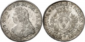 FRANCE
Louis XV (1715-1774). Écu aux lauriers 1728, Troyes.
Av. Buste habillé à gauche. Rv. Écu ovale couronné.
Dup. 1675, G. 321. 29,39 grs.
Supe...
