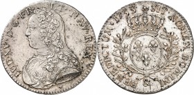 FRANCE
Louis XV (1715-1774). 1/2 écu aux lauriers 1733 &, Aix en Provence.
Av. Buste habillé à gauche. Rv. Écu ovale couronné.
G. 313. 14,55 grs.
...