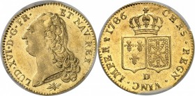 FRANCE
Louis XVI (1774-1792). Double Louis d’or à la tête nue 1786, Lyon, premier semestre.
Av. Tête nue à gauche. Rv. Ecus accolés de France et de ...