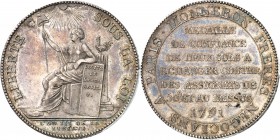 FRANCE
Constitution (1791-1792). Monneron de 2 sols 1791, flan en argent, tranche inscrite en creux. 
Av. Liberté assise à gauche accoudée à l’artic...