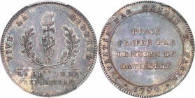 FRANCE
Convention (1792-1795). 2 sols de Brézin, 1792, essai en argent. 
Av. caducée dans une couronne de chêne surmonté d’un bonnet phrygien. Rv. L...