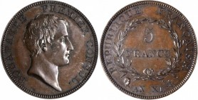 FRANCE
Consulat (1799-1804). 5 francs an XI A, Paris, essai en bronze par Droz.
Av. Tête à droite. Rv. Valeur dans une couronne.
Maz. 536a. 
PCGS ...