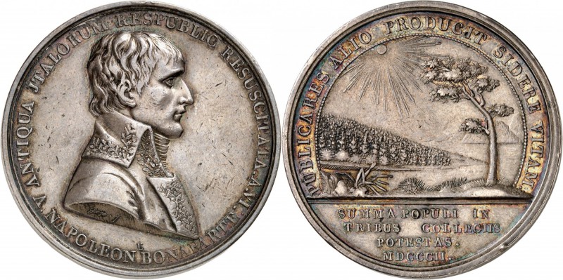 FRANCE
Consulat (1799-1804). Médaille en argent 1802, célébrant la constitution...