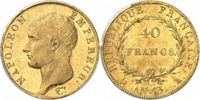 FRANCE
Premier Empire (1804-1814). 40 francs or an 13 A, Paris.
Av. Tête nue à gauche. Rv. Valeur dans une couronne.
G. 1081.
PCGS MS 63. Superbe ...
