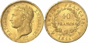 FRANCE
Premier Empire (1804-1814). 40 francs or 1811 A, Paris.
Av. Tête laurée à gauche. Rv. Valeur dans une couronne.
G. 1084.
PCGS MS 64+. Super...
