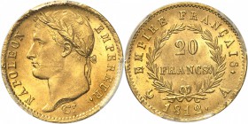 FRANCE
Premier Empire (1804-1814). 20 francs or 1812 A, Paris.
Av. Tête laurée à gauche. Rv. Valeur dans une couronne.
G. 1025.
PCGS MS 65. Très r...