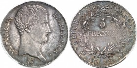 FRANCE
Premier Empire (1804-1814). 5 francs An 13, Paris, rotation 70°.
Av. Tête nue à droite. Rv. Valeur dans une couronne. 
G. 580. 25,00 grs. 
...