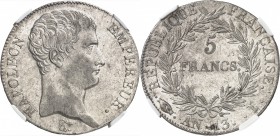 FRANCE
Premier Empire (1804-1814). 5 francs An 13 I, Limoges.
Av. Tête nue à droite. Rv. Valeur dans une couronne.
G. 580.
NGC AU 53. Presque Supe...