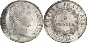 FRANCE
Premier Empire (1804-1814). 5 francs 1811 T, Nantes.
Av. Tête laurée à droite. Rv. Valeur dans une couronne.
G. 584.
NGC MS 62. Superbe