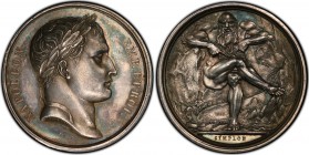 FRANCE
Premier Empire (1804-1814). Médaille en argent 1807, frappée pour l’annexion du Simplon.
Av. Tête laurée à droite. Rv. Simplon assis de face....