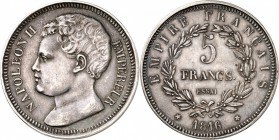 FRANCE
Napoléon II (1811-1832). 5 francs 1816, essai en argent au L long, frappe d’époque.
Av. Tête nue à gauche. Rv. Valeur dans une couronne.
G. ...