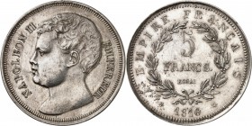 FRANCE
Napoléon II (1811-1832). 5 francs 1816, essai en argent au L court.
Av. Tête nue à gauche. Rv. Valeur dans une couronne.
G. 596. 25,65 grs....