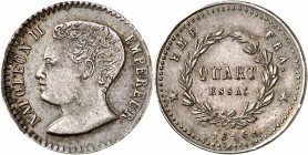 FRANCE
Napoléon II (1811-1832). 1/4 franc 1816, essai en argent.
Av. Tête nue à gauche. Rv. Valeur dans une couronne.
G. 351. 1,04 grs.
Belle pati...