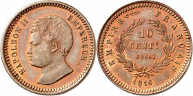 FRANCE
Napoléon II (1811-1832). 10 centimes 1816, essai en bronze.
Av. Tête nue à gauche. Rv. Valeur dans une couronne.
G. 197. 14,12 grs.
Fleur d...