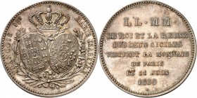 FRANCE
Charles X (1824-1830). Module de 5 francs 1830.Commémorant la visite de la monnaie de Paris par le Roi et la reine des deux Siciles.
Av. Arme...