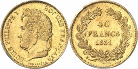 FRANCE
Louis Philippe Ier (1830-1848). 40 francs or 1831, Paris.
Av. Tête laurée à gauche. Rv. Valeur dans une couronne de laurier.
Gad. 1106.
PCG...