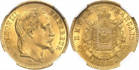 FRANCE
Napoléon III (1852-1870). 20 francs or 1868, Paris.
Av. Tête laurée à droite. Rv. Armoiries impériales posées sur un manteau.
G. 1062.
NGC ...