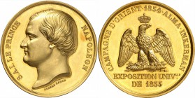 FRANCE
Napoléon III (1852-1870). Prince Napoléon Joseph Bonaparte, médaille en or 1855 célébrant la campagne d’Orient, par A. Barre, poinçon main.
A...