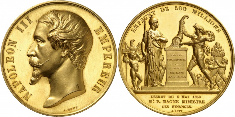 FRANCE
Napoléon III (1852-1870). Médaille en or 1859, frappé pour l’emprunt de ...