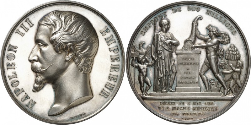 FRANCE
Napoléon III (1852-1870). Médaille en argent 1859, frappé pour l’emprunt...