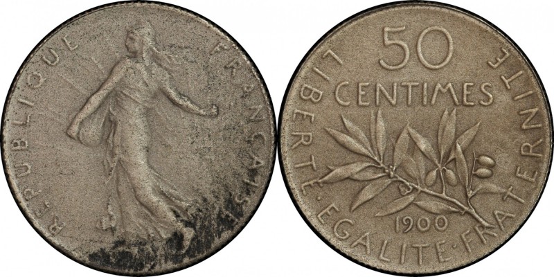 FRANCE
III° République (1870-1940). 50 centimes 1900, flan mat. 
Av. La semeus...