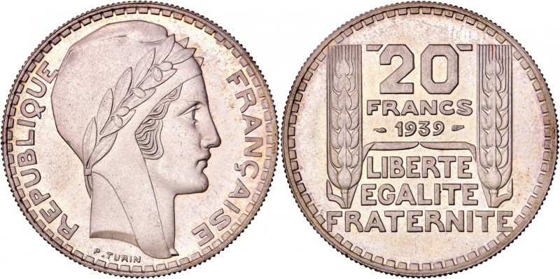FRANCE
III° République (1870-1940). 20 francs 1939, frappe courante.
Av. Tête ...