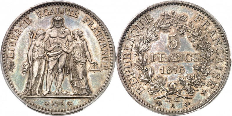 FRANCE
III° République (1870-1940). 5 francs 1878 A, Paris, épreuve sur flan br...